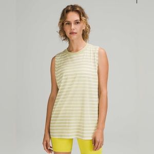 Women’s Lululemon All Yours Tank Top Yachtie Stripe Dew Green White Size 4
